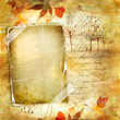 vintage autumn background with blank frame