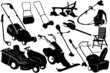 Illustration of gardening tools and equipment Illustration of gardening tools and equipment