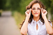 Portrait of pretty brunette woman