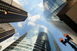 Upward view of Chicago skyscrapers