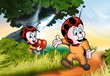 Walking Ladybug - Cartoon Background Illustration