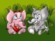Two Elephants - Cartoon Background Illustration