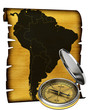 Map of South America on the background