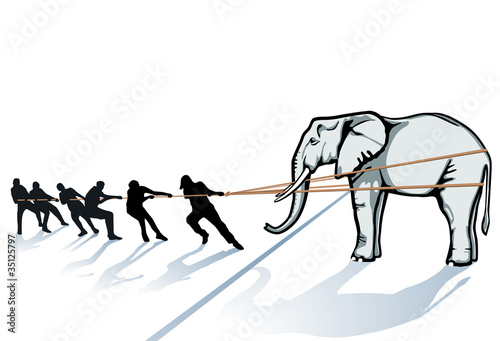 Vector: den Elefant vom Eis ziehen den Elefant vom Eis ziehen