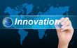 women hand writing innovation
