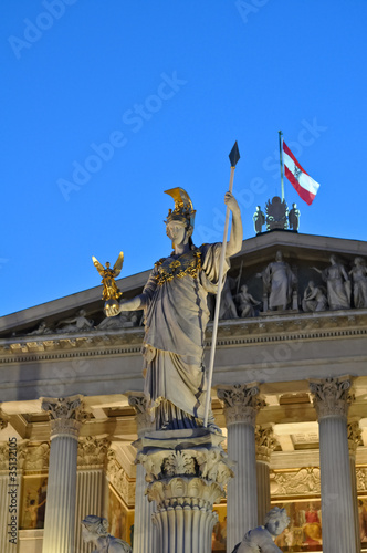 Photo: statue of athena in front of the austrian parliament, vienna statue of athena in front of the austrian parliament, vienna