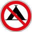 Verbotsschild Zelten verboten - Kein Zeltplatz Zeichen