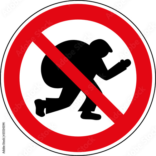 Vector: Verbotsschild Dieb Einbrecher Verbotszeichen Symbol Verbotsschild Dieb Einbrecher Verbotszeichen Symbol
