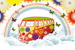 Flower power - retro van vector illustration