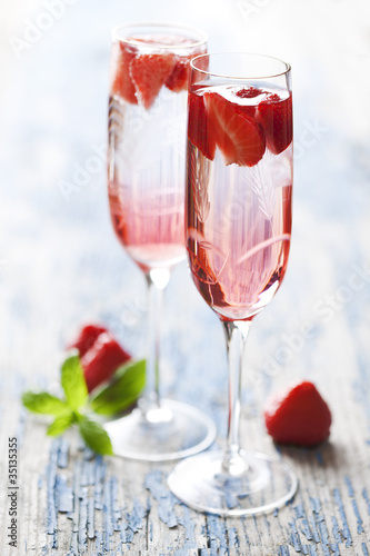 Photo: strawberry champagne cocktail strawberry champagne cocktail