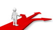 Animated 3D man walking on arrows