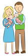 Vector: Parents holding their baby twins Parents holding their baby twins