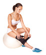 Woman with knee brace.