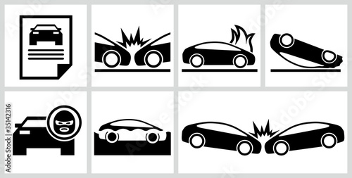 Vector: Car insurance icons Set. Car insurance icons Set.