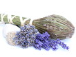 dried flowers of lavender on white background