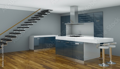 Illustration: Wohndesign blaue Küche Wohndesign blaue Küche