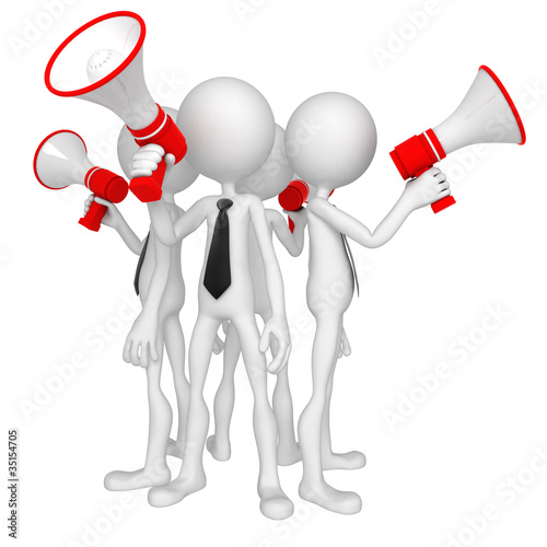 Illustration: Group of business people with megaphone Group of business people with megaphone