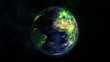 Illustrated earth with glowing connections