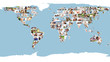 Illustrated world map made of pictures