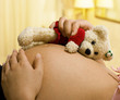 Expectant Mother Holding a Teddy Bear