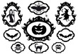 halloween set with frames, vector