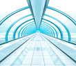 wide spacious corridor in contemporary airport walkway