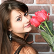 romantic portrait of a pretty teenage girl with a gorgeous bouqu