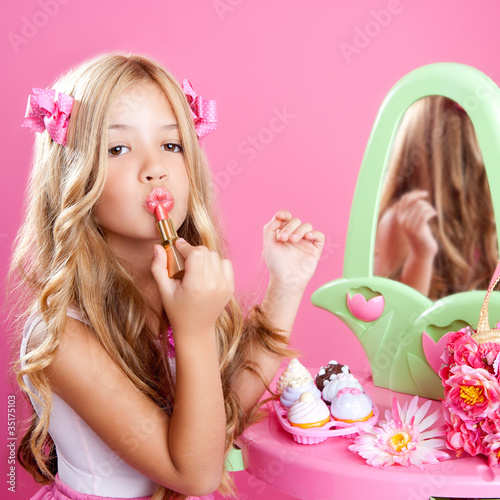 Photo: children fashion doll little girl lipstick makeup pink vanity children fashion doll little girl lipstick makeup pink vanity