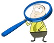 businessman looking through a big magnifying glass