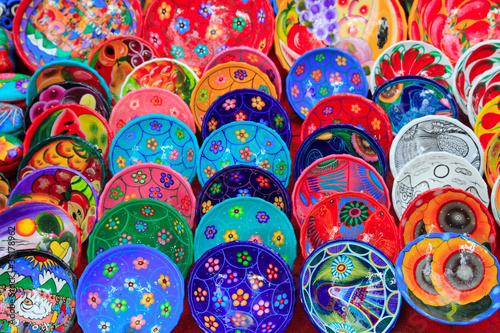 Photo: clay ceramic plates from Mexico colorful clay ceramic plates from Mexico colorful