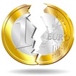 Euro Moneta Rotto Concetto-Broken Euro Currency Concept-Vector