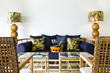 Contemporary sofa bamboo seating area