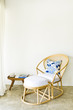 Table chair combination rattan seating area