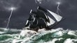 Sailing Ship in a Lightning Storm