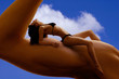 Beautiful Woman on Man's Biceps