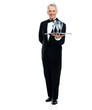 Butler with champagne glasses on tray