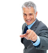 Senior business man pointing at you