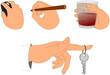Hands holding variuos objects