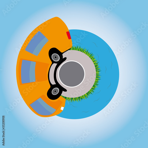 Vektor: cartoon minivan - little planet series cartoon minivan - little planet series