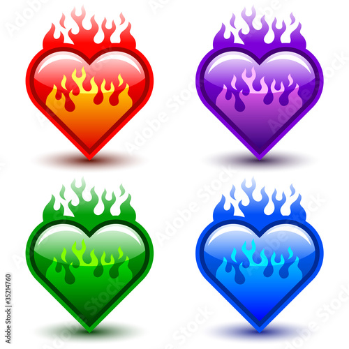 Vector: flaming hearts flaming hearts