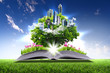 Open book with green nature world Open book with green nature world