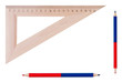 Ruler and pencils isolate on white background.
