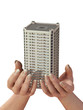 Illustration: new house in human hands new house in human hands