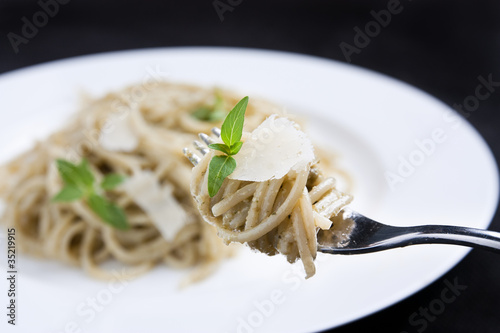 Photo: Spaghetti with pesto Spaghetti with pesto