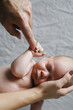 Photo: New born baby holding mom's hand. New born baby holding mom's hand.