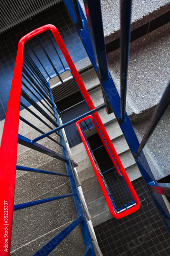 Photo: Stairs in red and blue Stairs in red and blue