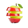 sliced red and green apple
