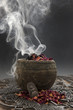Aromatherapie mit Rosenblüten und Buddhafigur