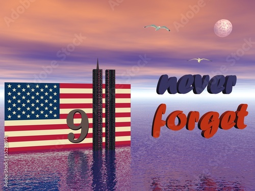 Illustration: 9-11 never forget 9-11 never forget