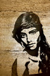graffiti woman on wood wall